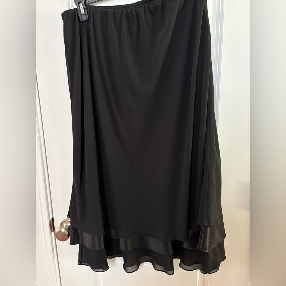 Alex Evenings Black Layered Midi Skirt